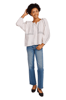 Shirts & Tops - Emerson Fry - Frances Embroidery Blouse in Salt Organic - Archery Close