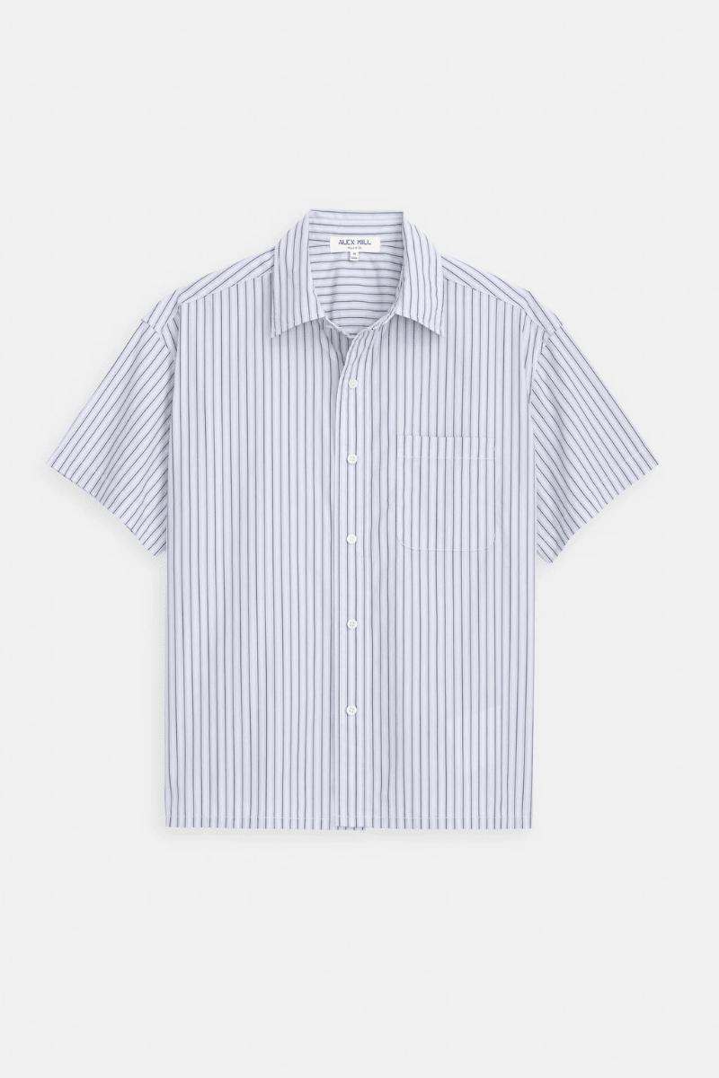Shirts & Tops - Alex Mill - Franklin Striped Short Sleeve Shirt In Paper Poplin - Archery Close