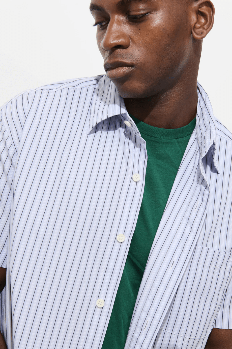 Shirts & Tops - Alex Mill - Franklin Striped Short Sleeve Shirt In Paper Poplin - Archery Close