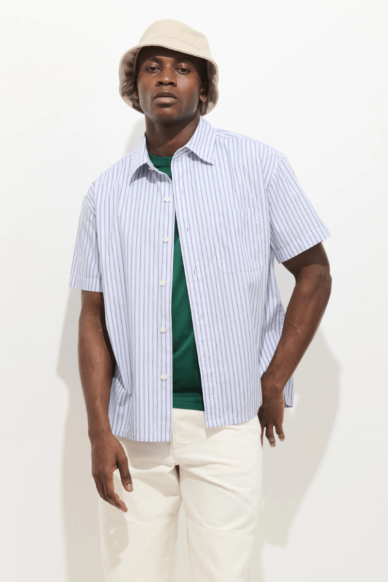 Franklin Striped Short Sleeve Shirt In Paper Poplin | Shirts