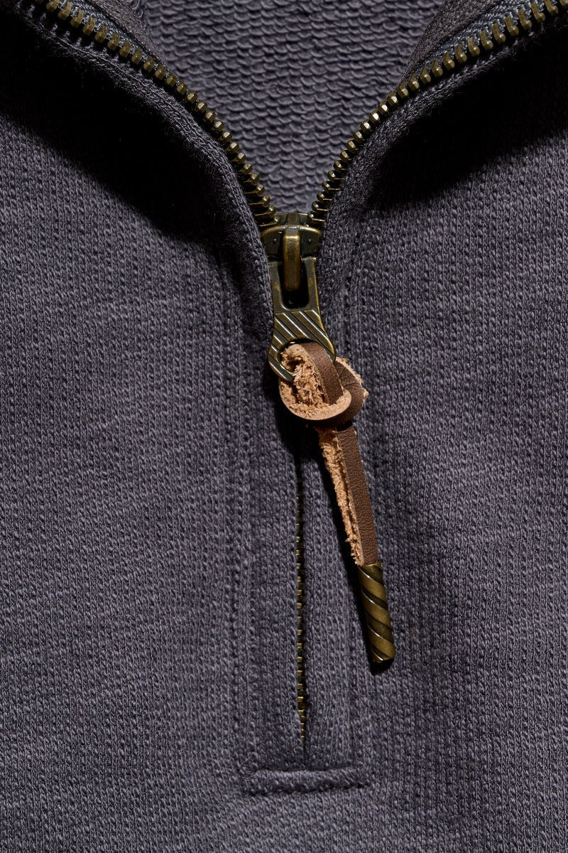 Billy Reid French Terry Half Zip - Asphalt