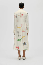 Dresses - Stine Goya - Front Placket Midi Polo Dress - Horses - Archery Close
