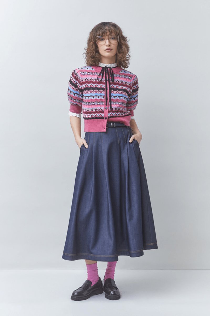 Skirts - Suncoo Paris - Funny denim midi skirt - Archery Close