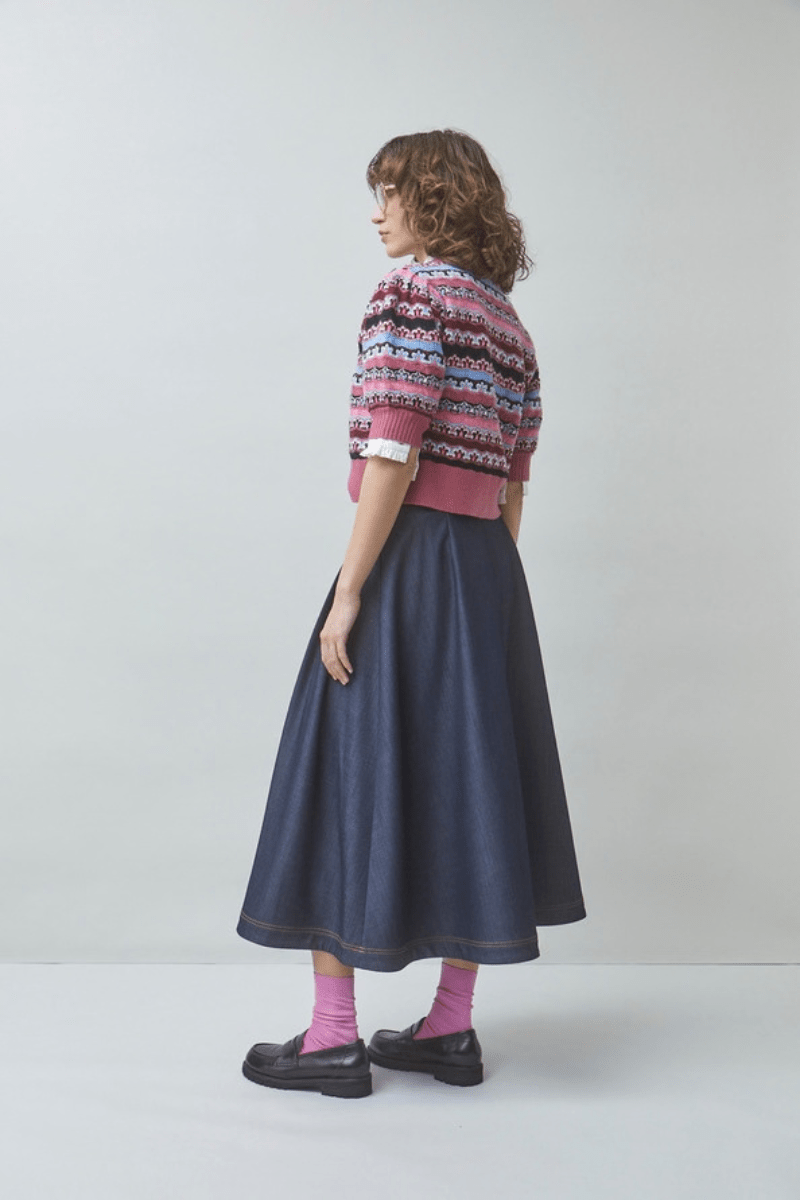 Skirts - Suncoo Paris - Funny denim midi skirt - Archery Close
