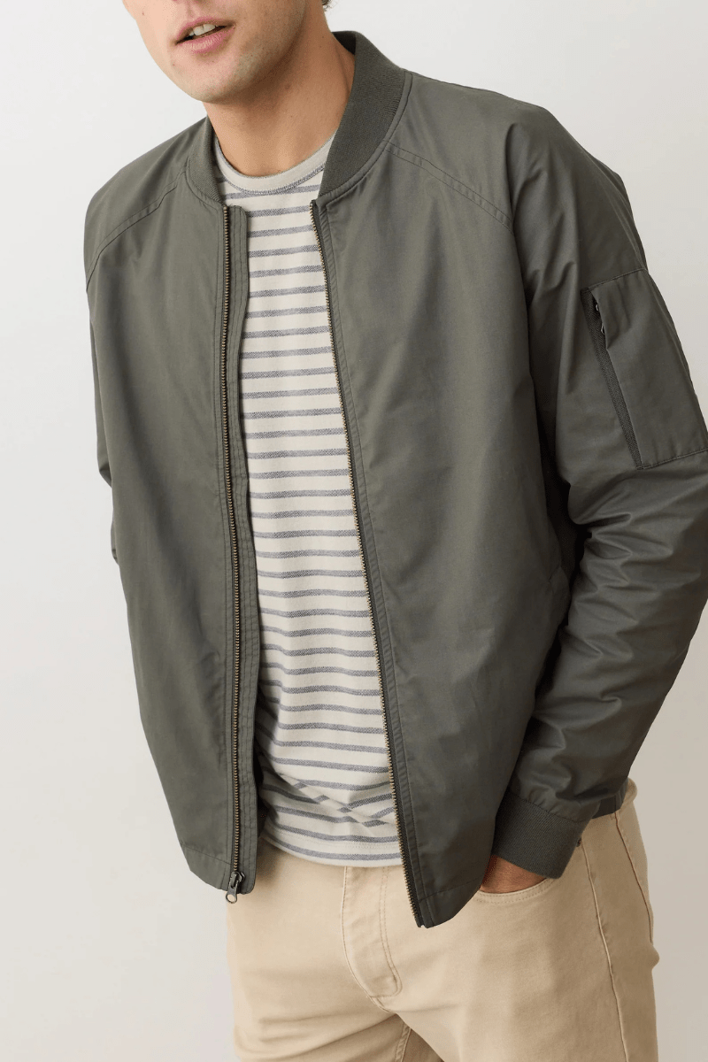 Outerwear - Marine Layer - Glenn Wax Canvas Bomber - Archery Close