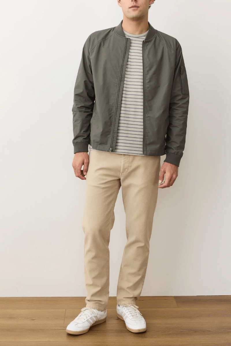 Outerwear - Marine Layer - Glenn Wax Canvas Bomber - Archery Close