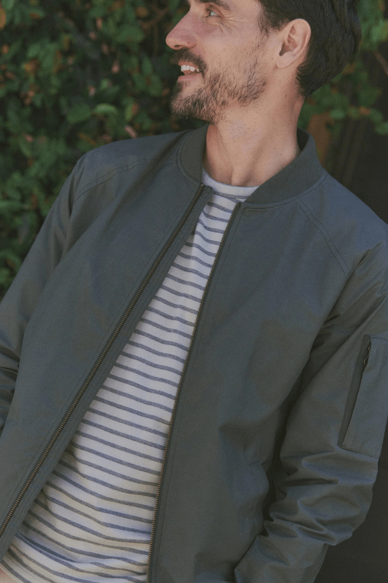 Outerwear - Marine Layer - Glenn Wax Canvas Bomber - Archery Close