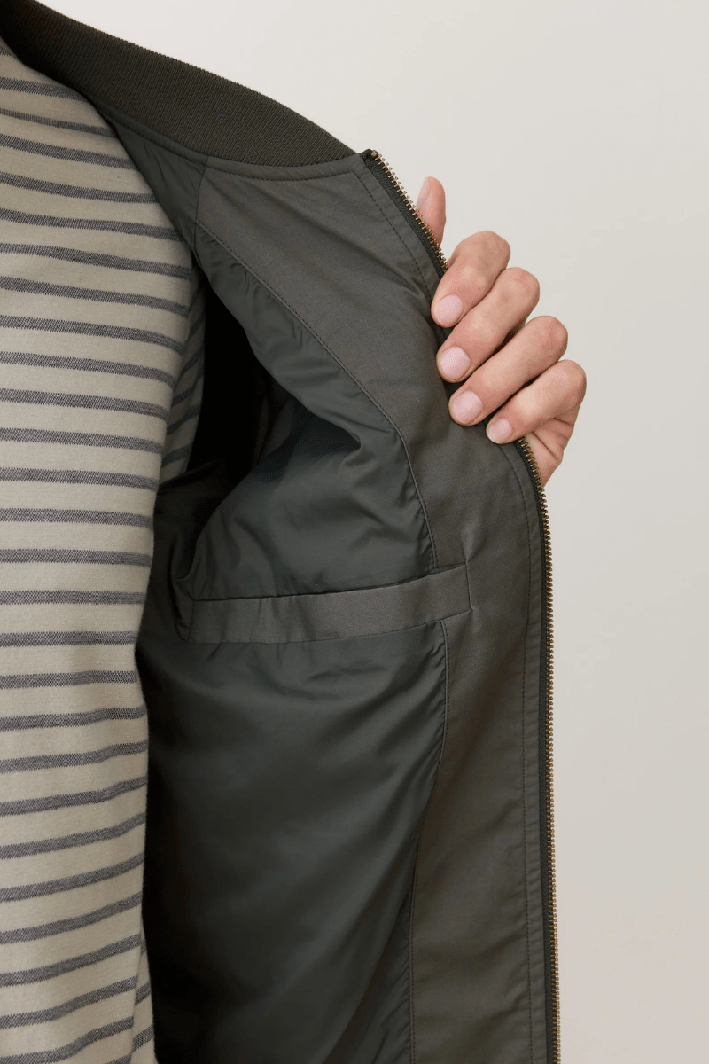 Outerwear - Marine Layer - Glenn Wax Canvas Bomber - Archery Close