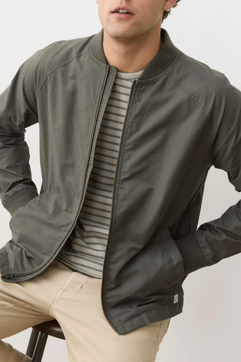 Outerwear - Marine Layer - Glenn Wax Canvas Bomber - Archery Close