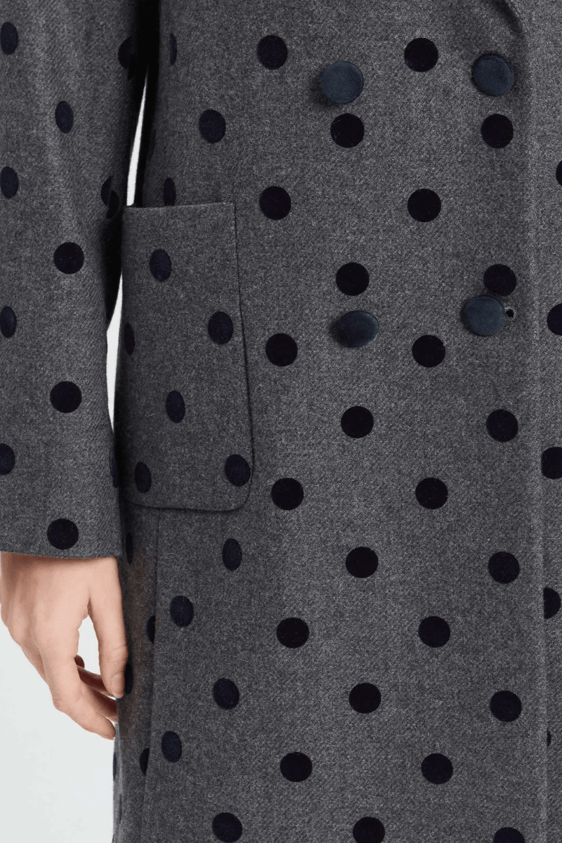 Outerwear - Vilagallo - Gray Polka Dot Coat - Archery Close
