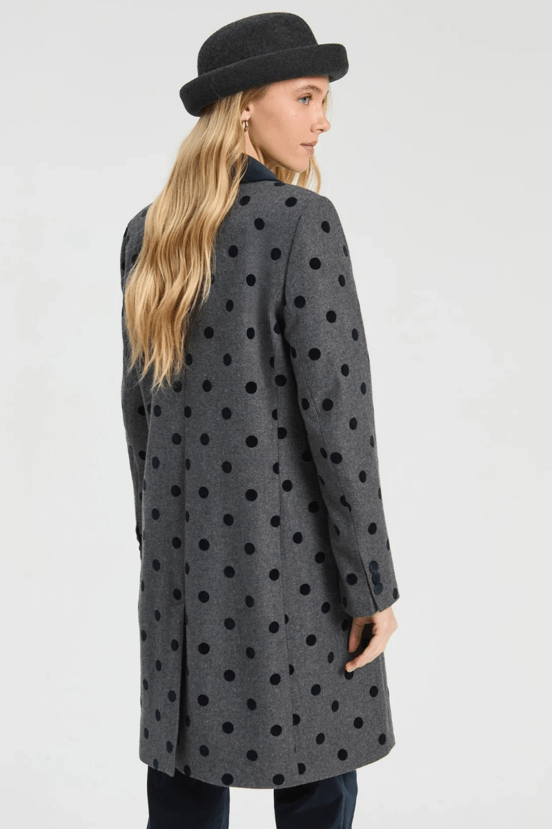 Outerwear - Vilagallo - Gray Polka Dot Coat - Archery Close