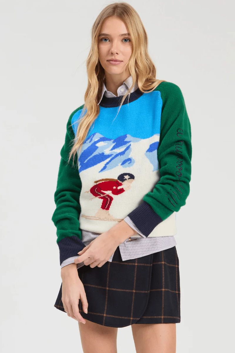 Sweater - Vilagallo - Green & Blue Ski Sweater - Archery Close