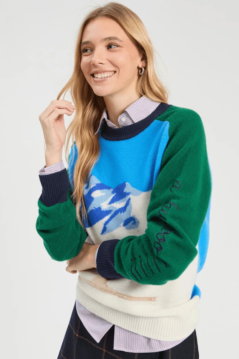Sweater - Vilagallo - Green & Blue Ski Sweater - Archery Close