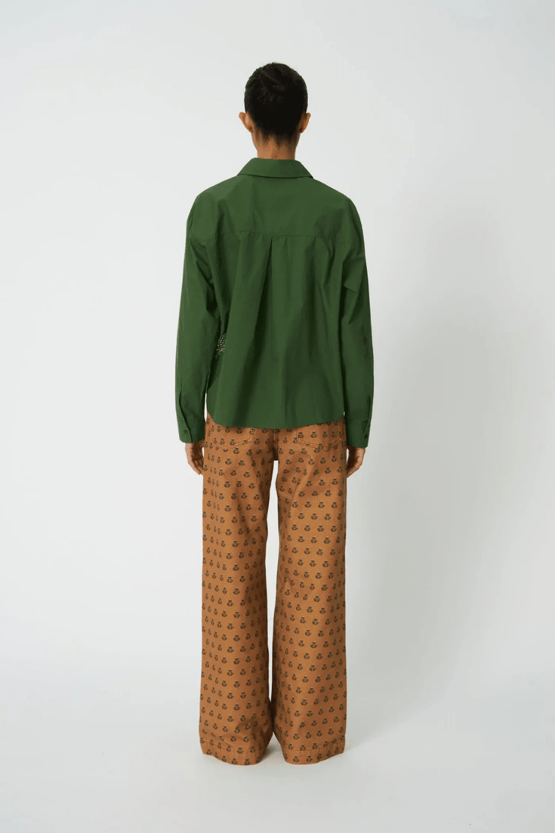 Shirts & Tops - Stella Nova - Green Leaf Embroidery Shirt - Archery Close