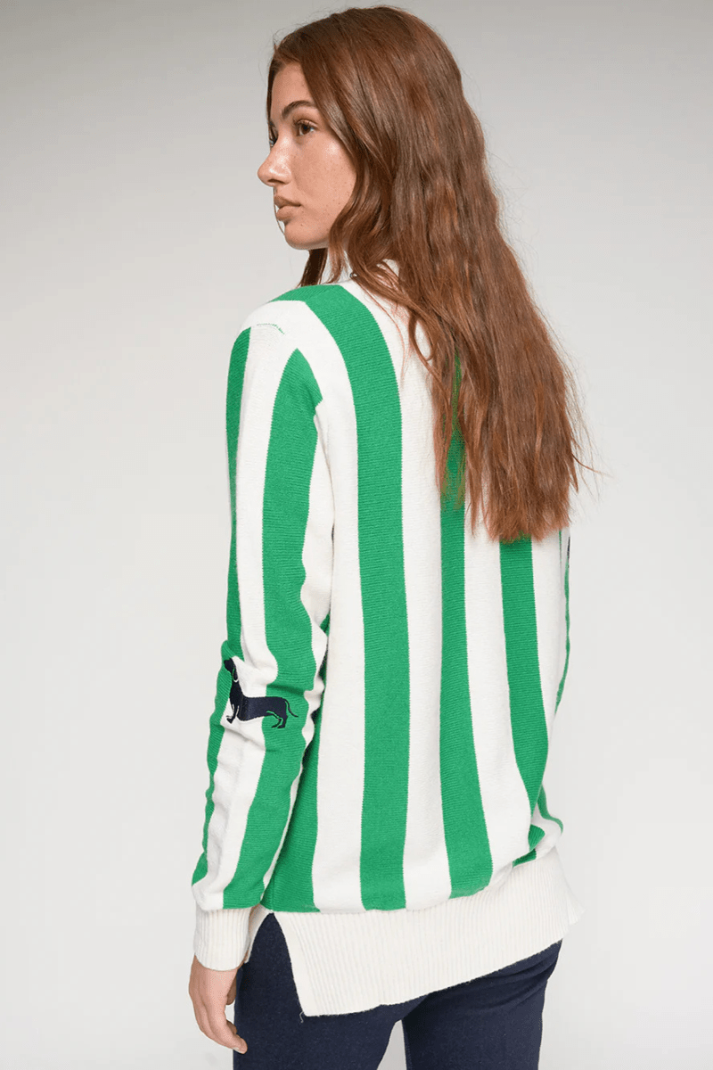 Sweater - Vilagallo - Green Striped Dog Cardigan - Archery Close