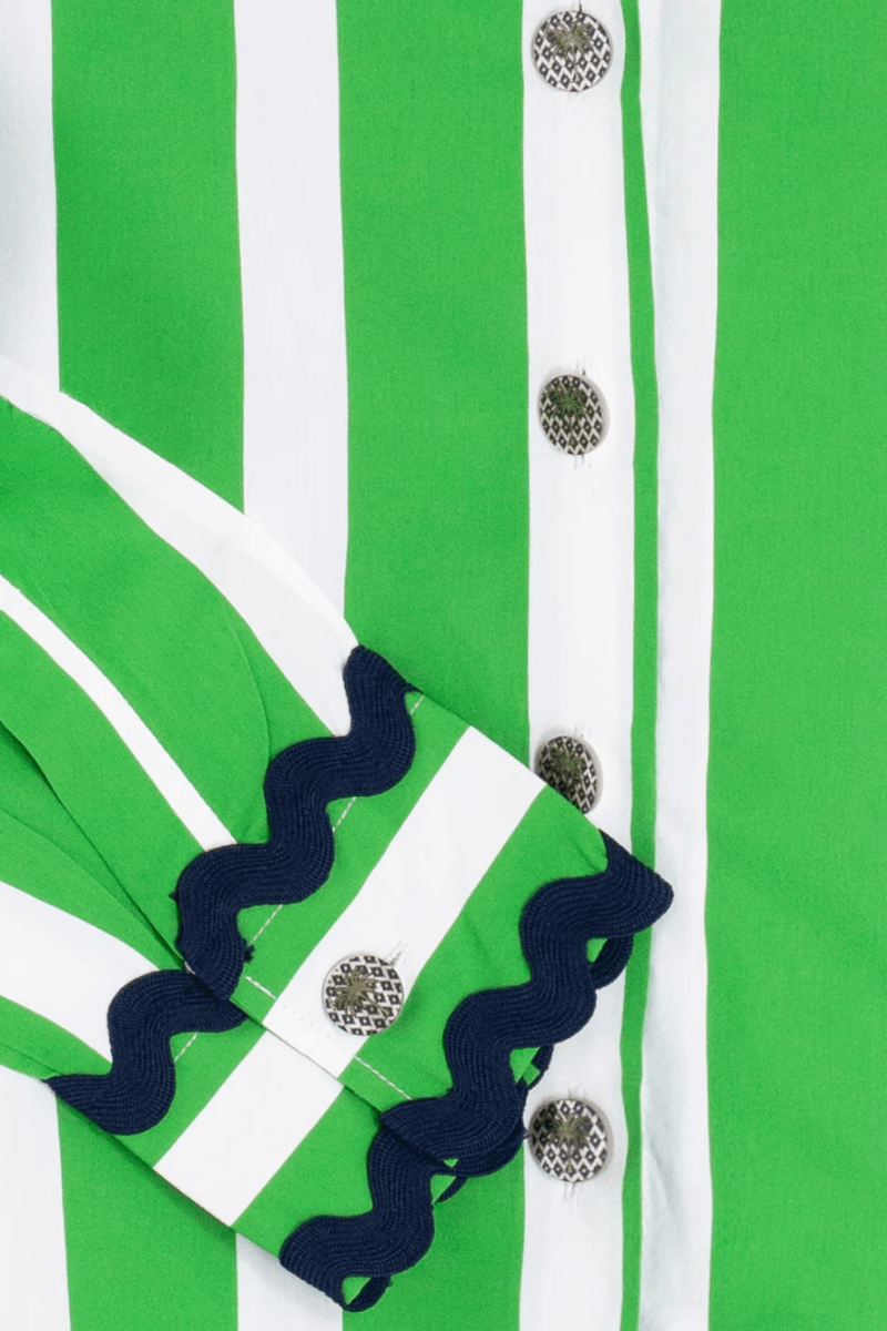 Shirts & Tops - Vilagallo - Green Striped Shirt - Archery Close