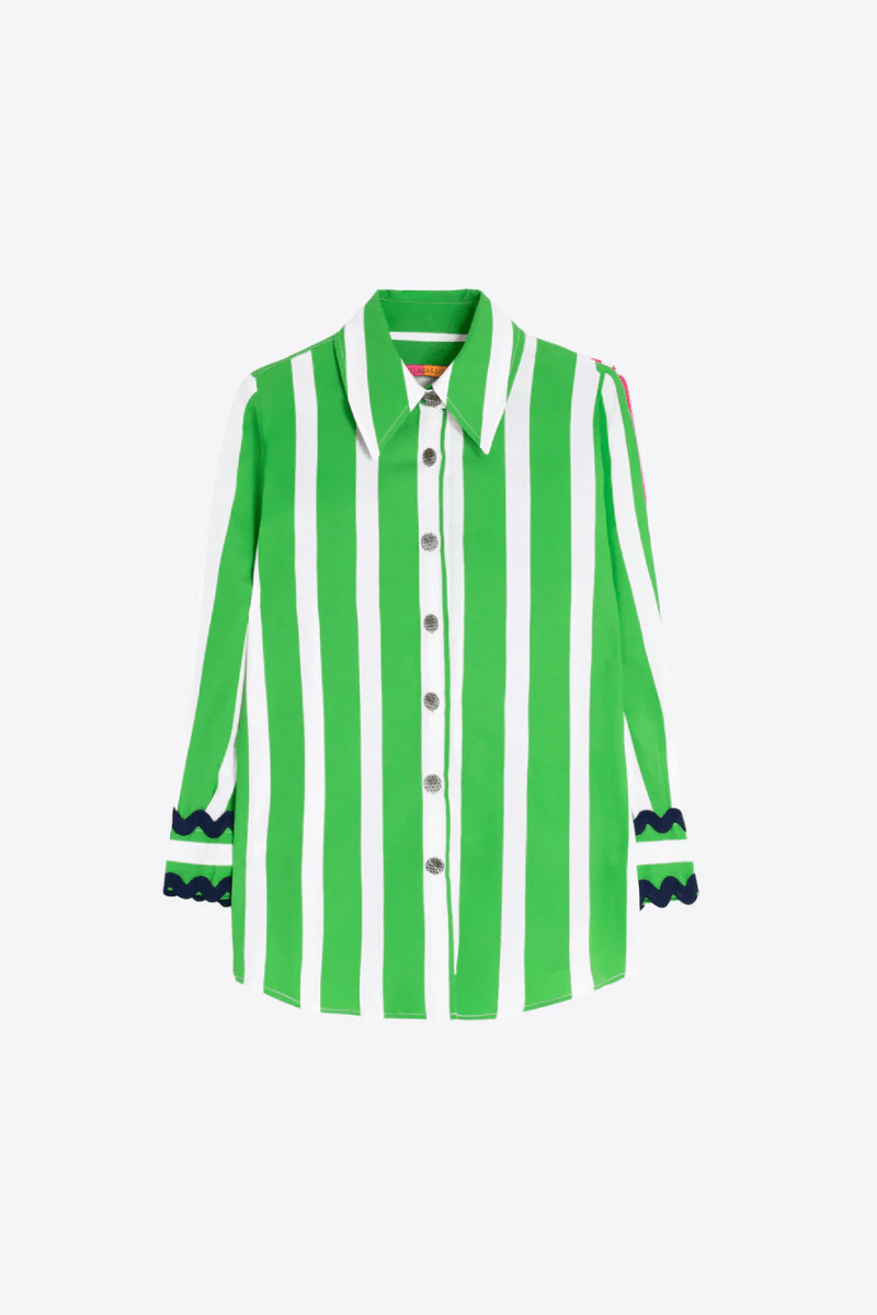 Shirts & Tops - Vilagallo - Green Striped Shirt - Archery Close