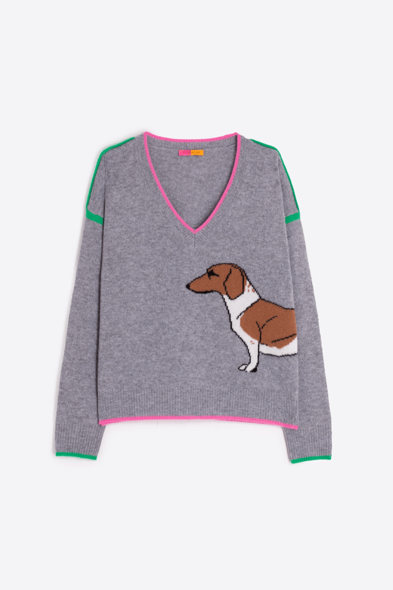 Sweater - Vilagallo - Grey Dachshund Sweater - Archery Close