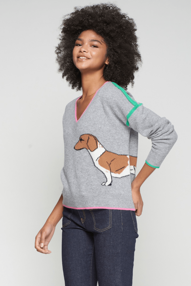 Sweater - Vilagallo - Grey Dachshund Sweater - Archery Close