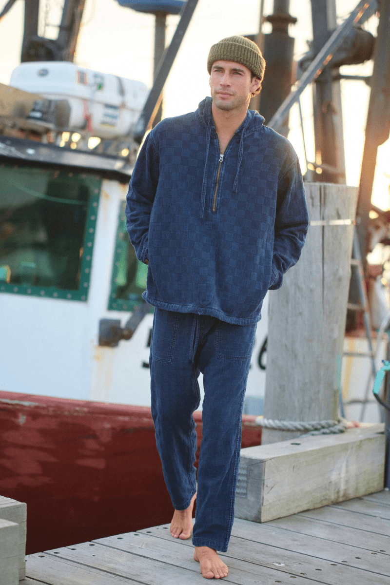 Pants - Road to Nowhere Clothing - Harbor Pant in Indigo Patchwork - Archery Close