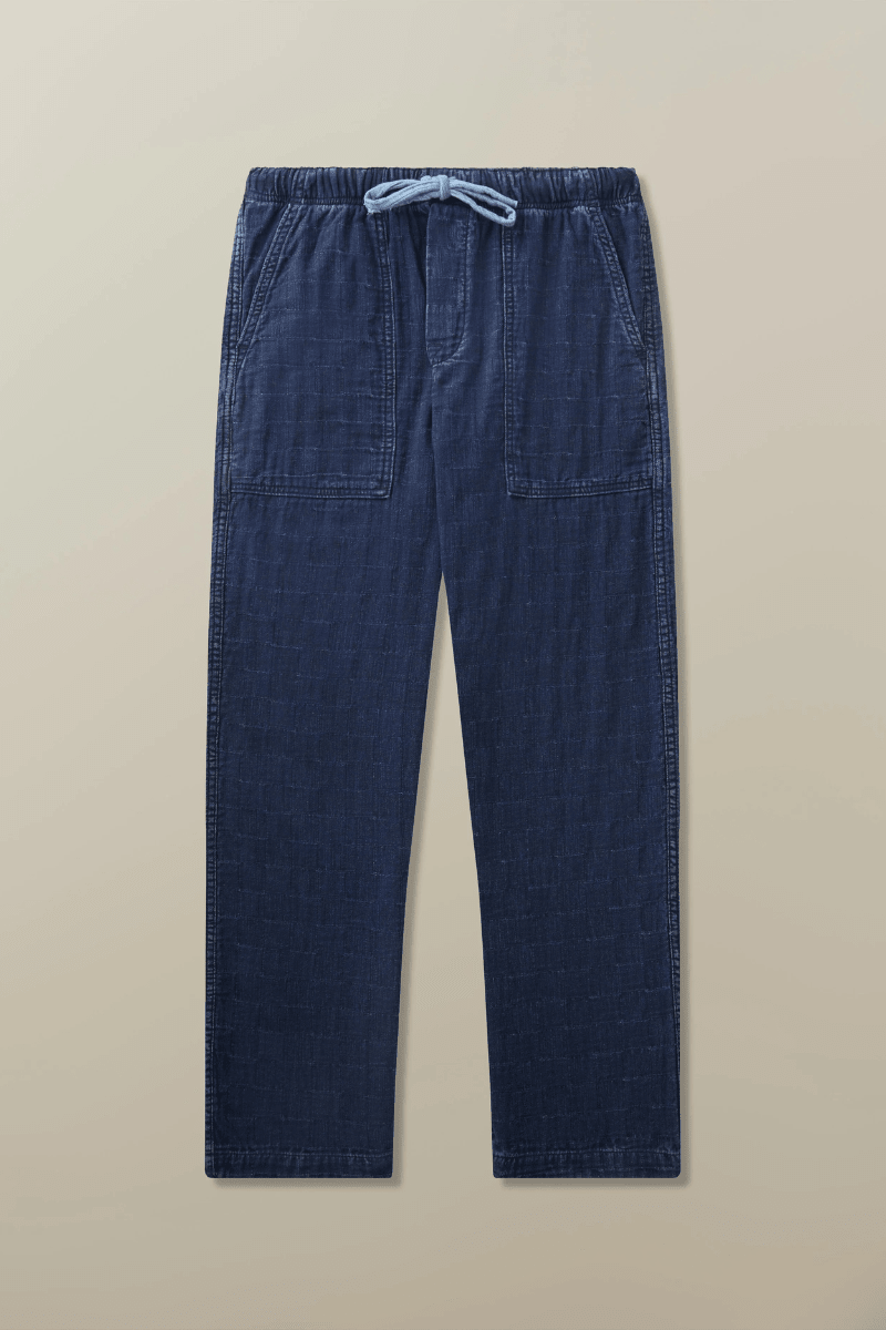 Pants - Road to Nowhere Clothing - Harbor Pant in Indigo Patchwork - Archery Close