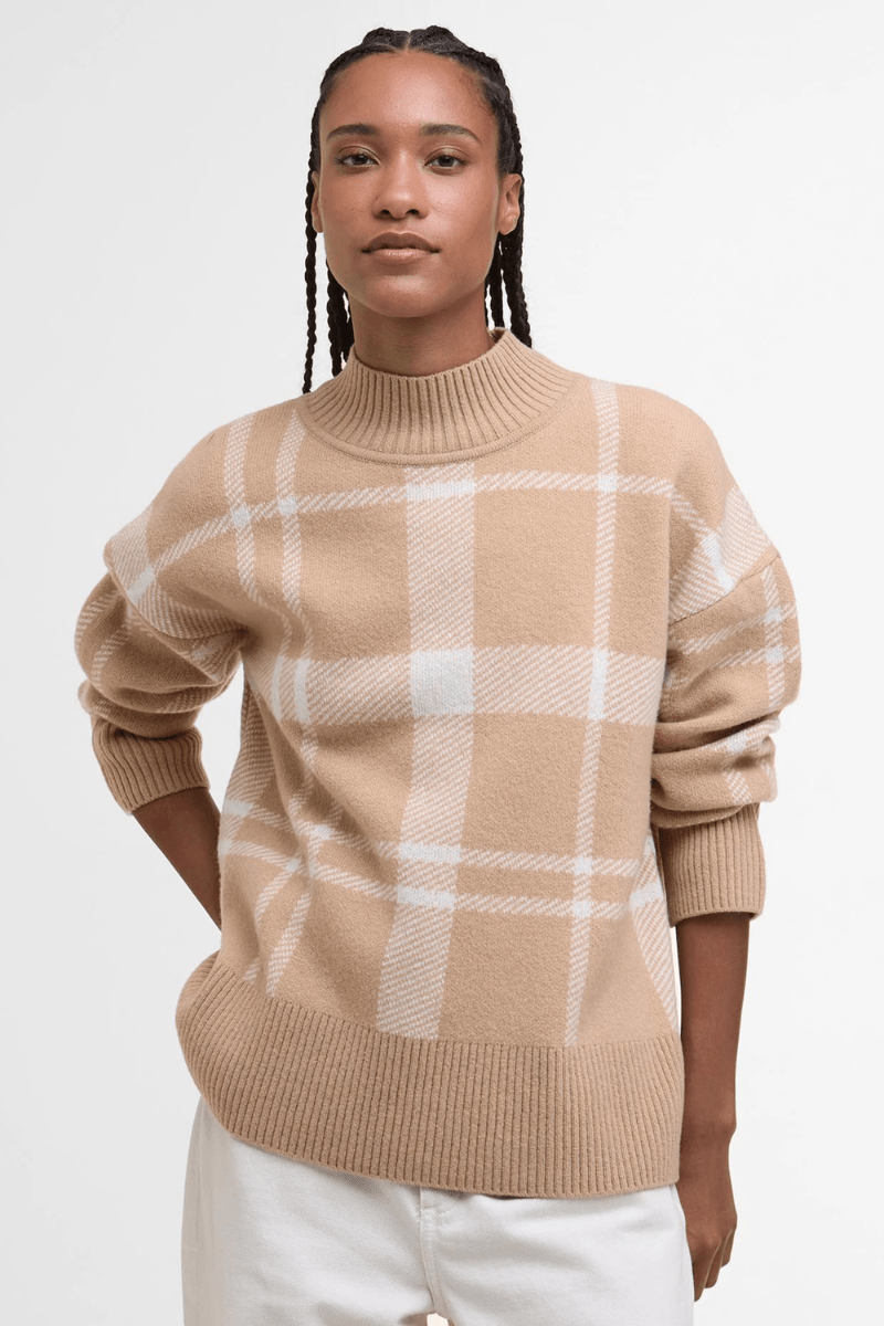 Sweater - Barbour - Harriet Tartan High - Neck Jumper - Archery Close