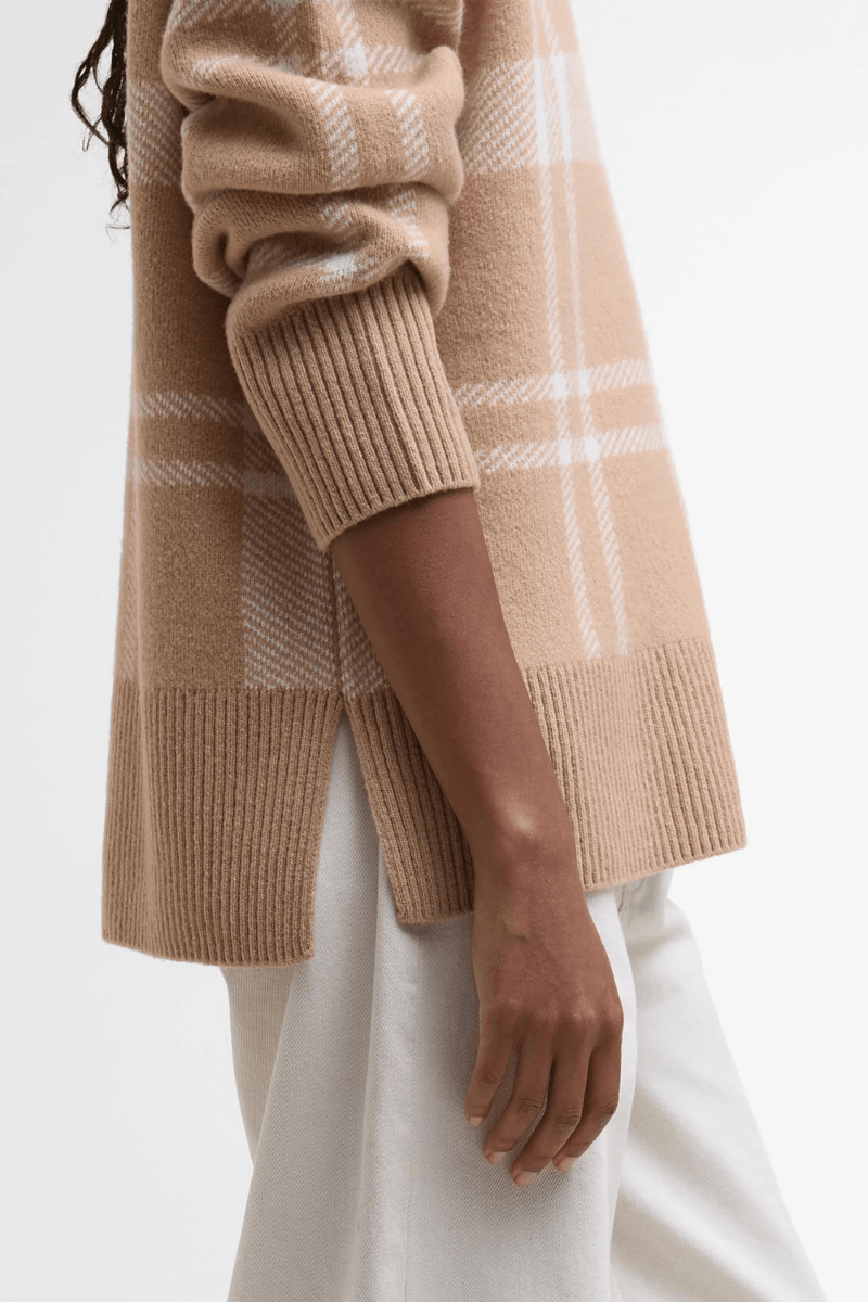 Sweater - Barbour - Harriet Tartan High - Neck Jumper - Archery Close