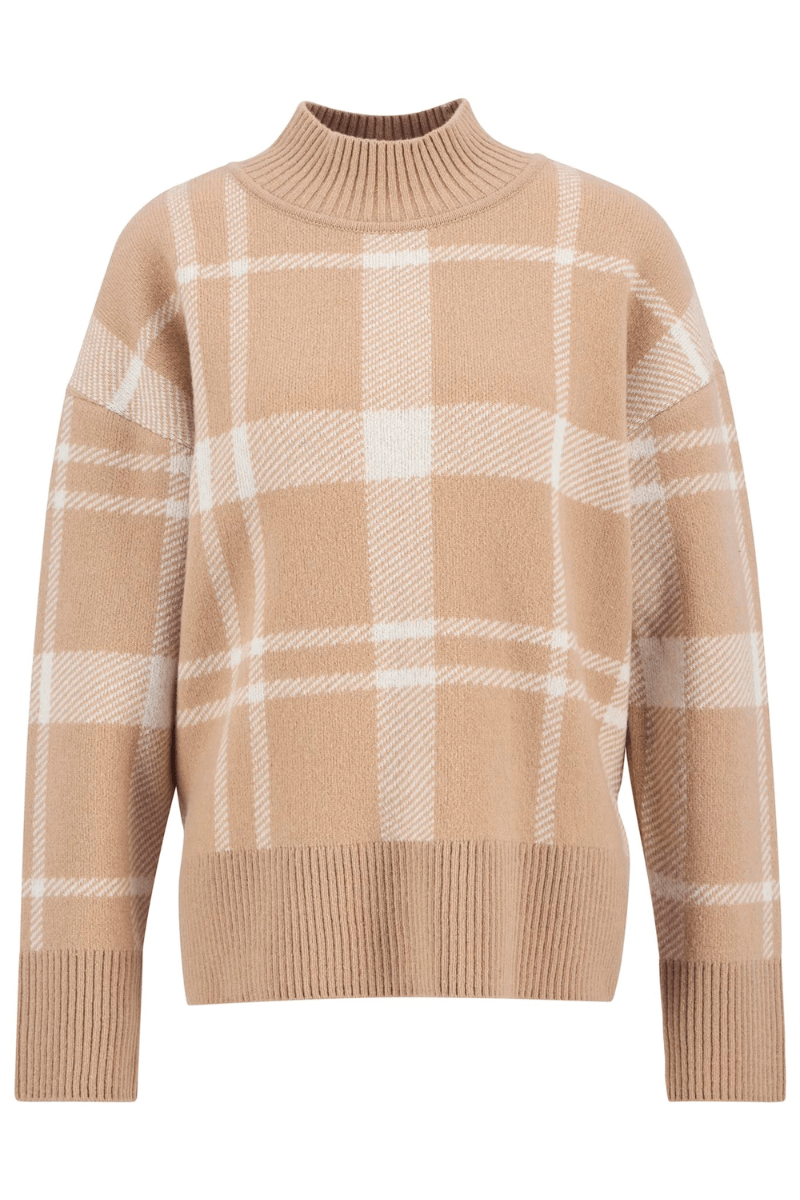 Sweater - Barbour - Harriet Tartan High - Neck Jumper - Archery Close