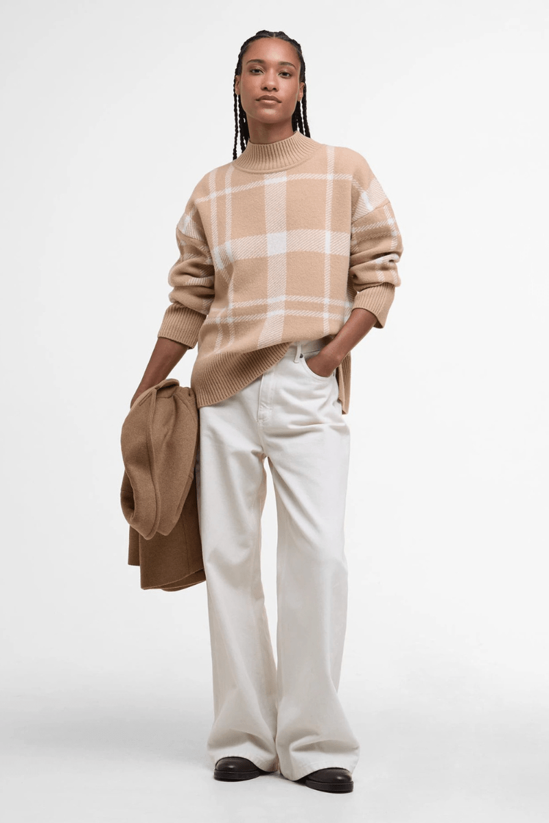 Sweater - Barbour - Harriet Tartan High - Neck Jumper - Archery Close