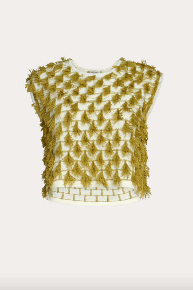 Sweater - Rachel Comey - Hazlitt Top in Cream - Mustard - Archery Close