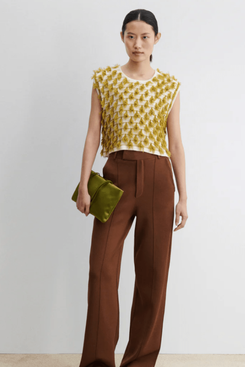Sweater - Rachel Comey - Hazlitt Top in Cream - Mustard - Archery Close