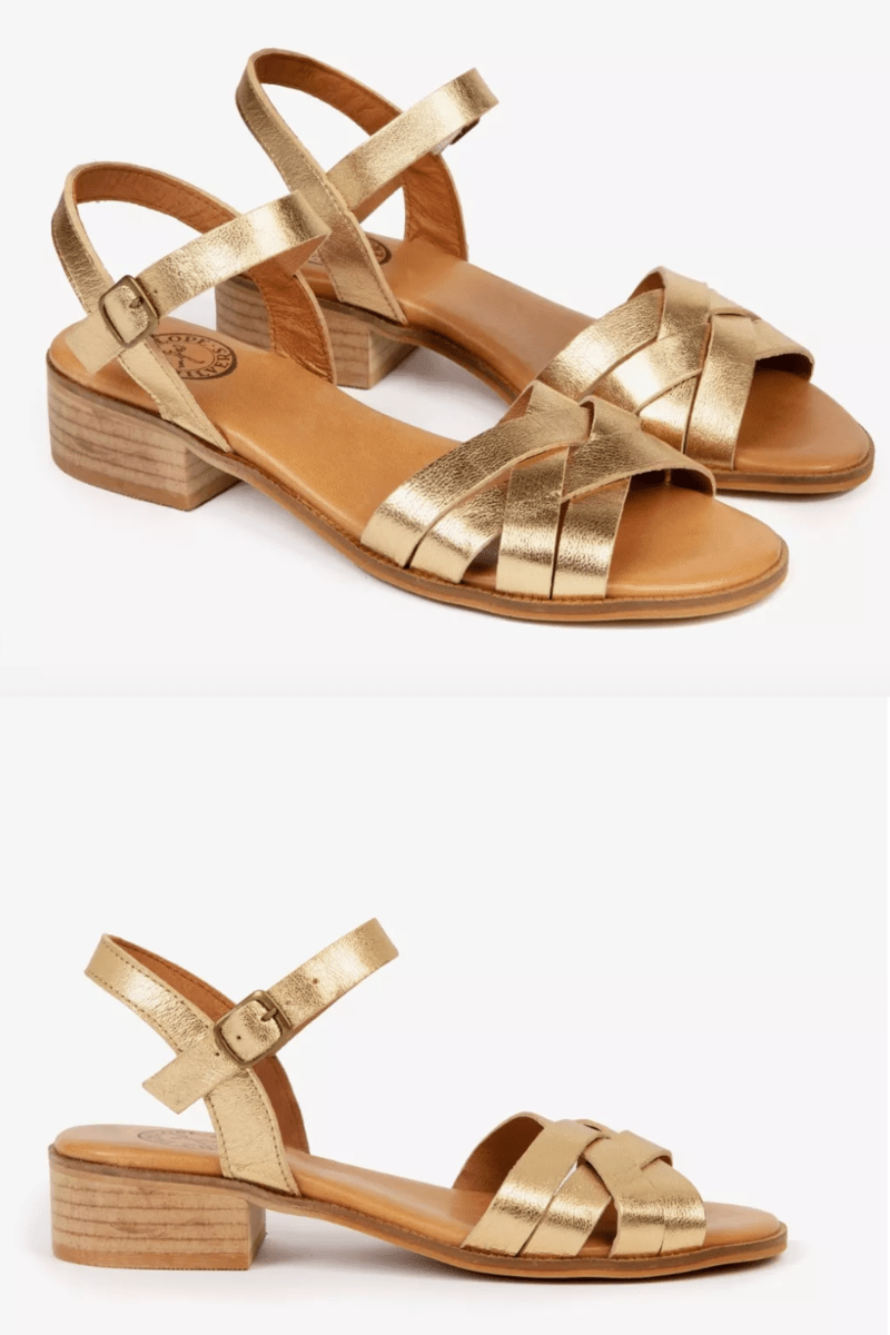 Sandals - Penelope Chilvers - Heeled Shepherdess Leather Sandal in Gold - Archery Close