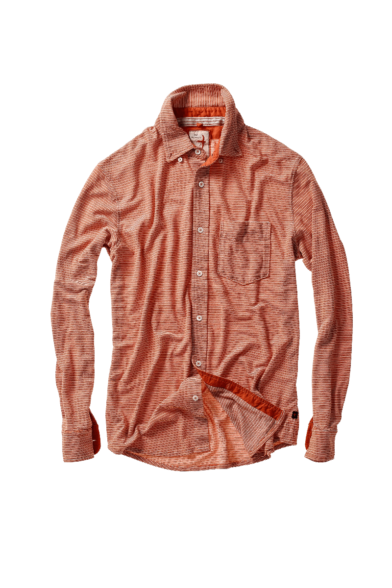 Red plaid shirt with a collar on a white background