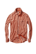 Red plaid shirt with a collar on a white background