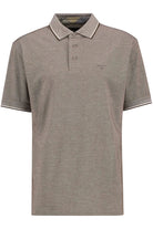 Gray polo shirt with white collar on a white background