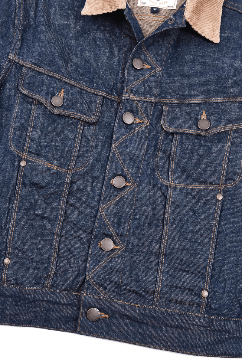 Outerwear - Freenote Cloth - High Low 13 Ounce Natural Indigo Rinsed Jacket - Archery Close