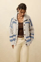 Sweater - Faherty Brand - Highland Fairisle Cardigan in Lakeside Fairisle Snow - Archery Close