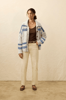 Sweater - Faherty Brand - Highland Fairisle Cardigan in Lakeside Fairisle Snow - Archery Close