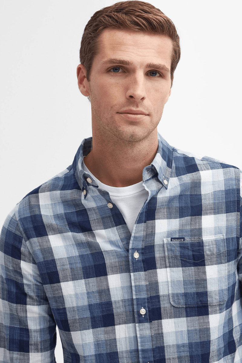 Shirts & Tops - Barbour - Hillroad Tailored Long - Sleeved Shirt in Navy - Archery Close