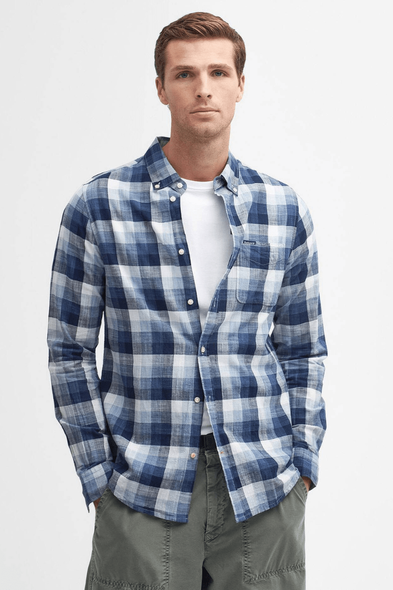 Shirts & Tops - Barbour - Hillroad Tailored Long - Sleeved Shirt in Navy - Archery Close