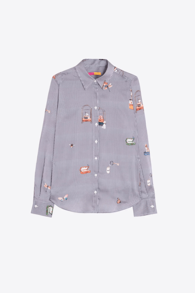 Shirts & Tops - Vilagallo - Hotel Pinstripe Shirt - Archery Close