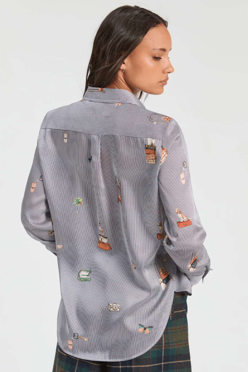 Shirts & Tops - Vilagallo - Hotel Pinstripe Shirt - Archery Close