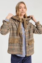 Outerwear - Vilagallo - Houndstooth Jacket with Removable Hood - Archery Close