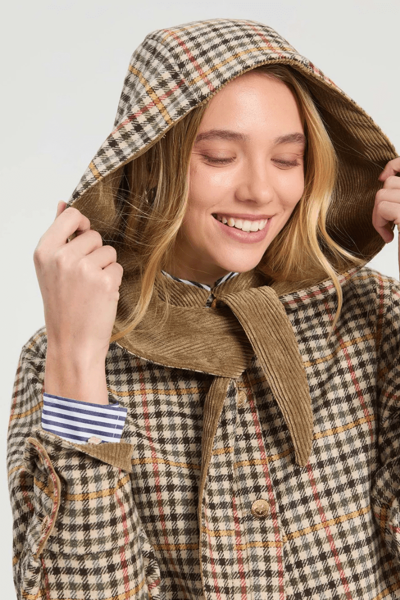 Outerwear - Vilagallo - Houndstooth Jacket with Removable Hood - Archery Close