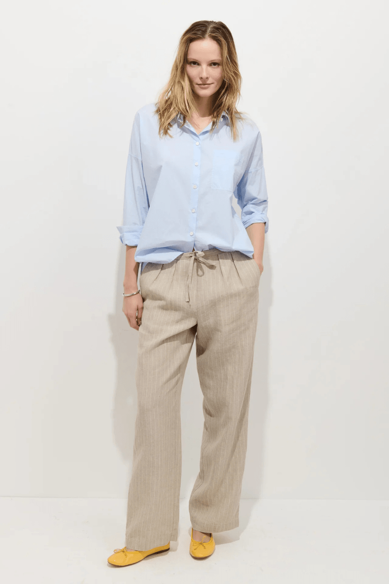 Pants - Alex Mill - Hudson Pinstripe Pant in Linen - Archery Close