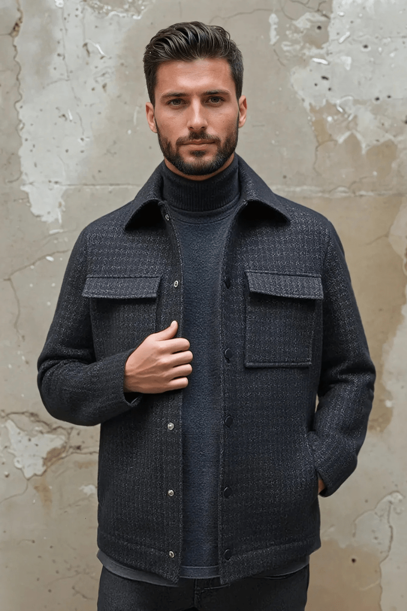 Outerwear - Stone Rose - Hunter Houndstooth Jacquard Jacket - Archery Close