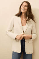 Blazer - Faherty Brand - Inlet Knit Blazer in Light Oatmeal Melange - Archery Close