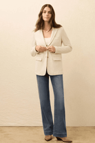 Blazer - Faherty Brand - Inlet Knit Blazer in Light Oatmeal Melange - Archery Close