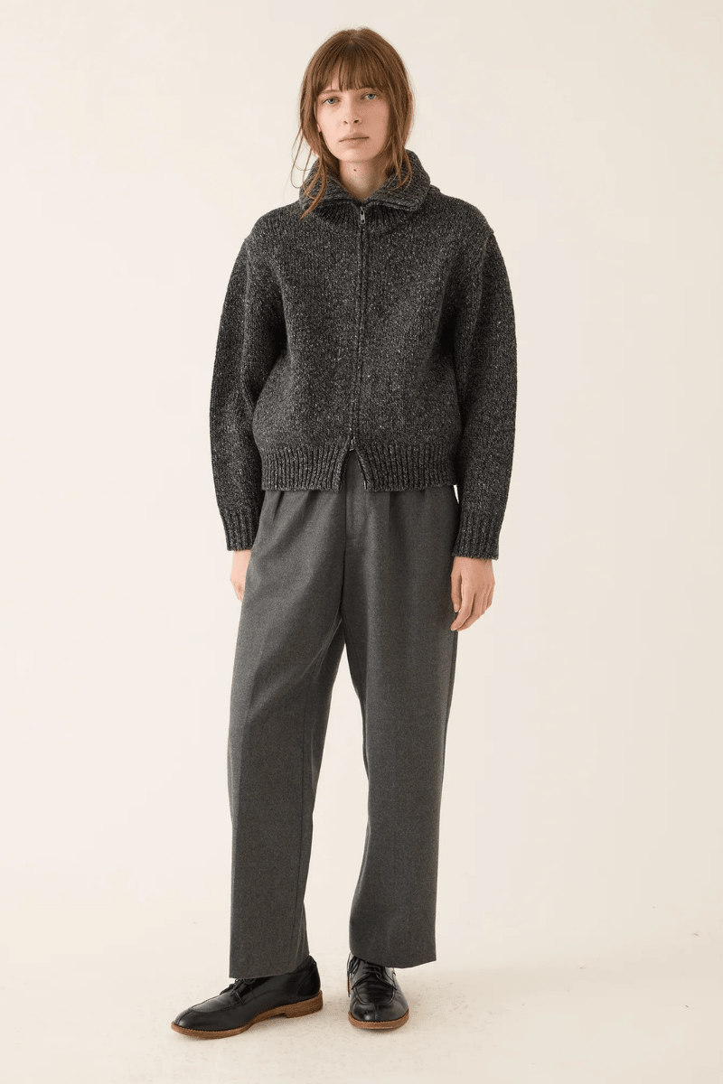 Sweater - DemyLee - Irene Confetti Wool Alpaca Zip Cardigan - Archery Close