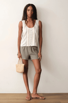 Shorts - Marine Layer - Isla Double Cloth Short in Sage - Archery Close